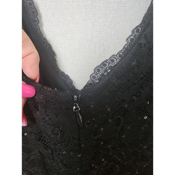 TORRID Black romantic Sequin & Lace Chiffon Midi Dress Goth - Picture 4 of 9